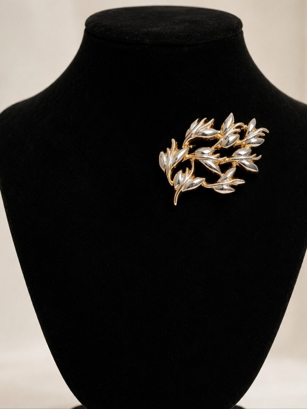 Vintage 1980s Two-Tone Leaf Botanical Brooch